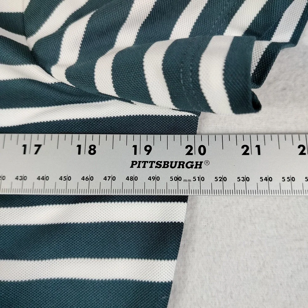 Nike Golf Polo Shirt Womens Medium‎ Green White Stripe Dri Fit Bobcat Trail